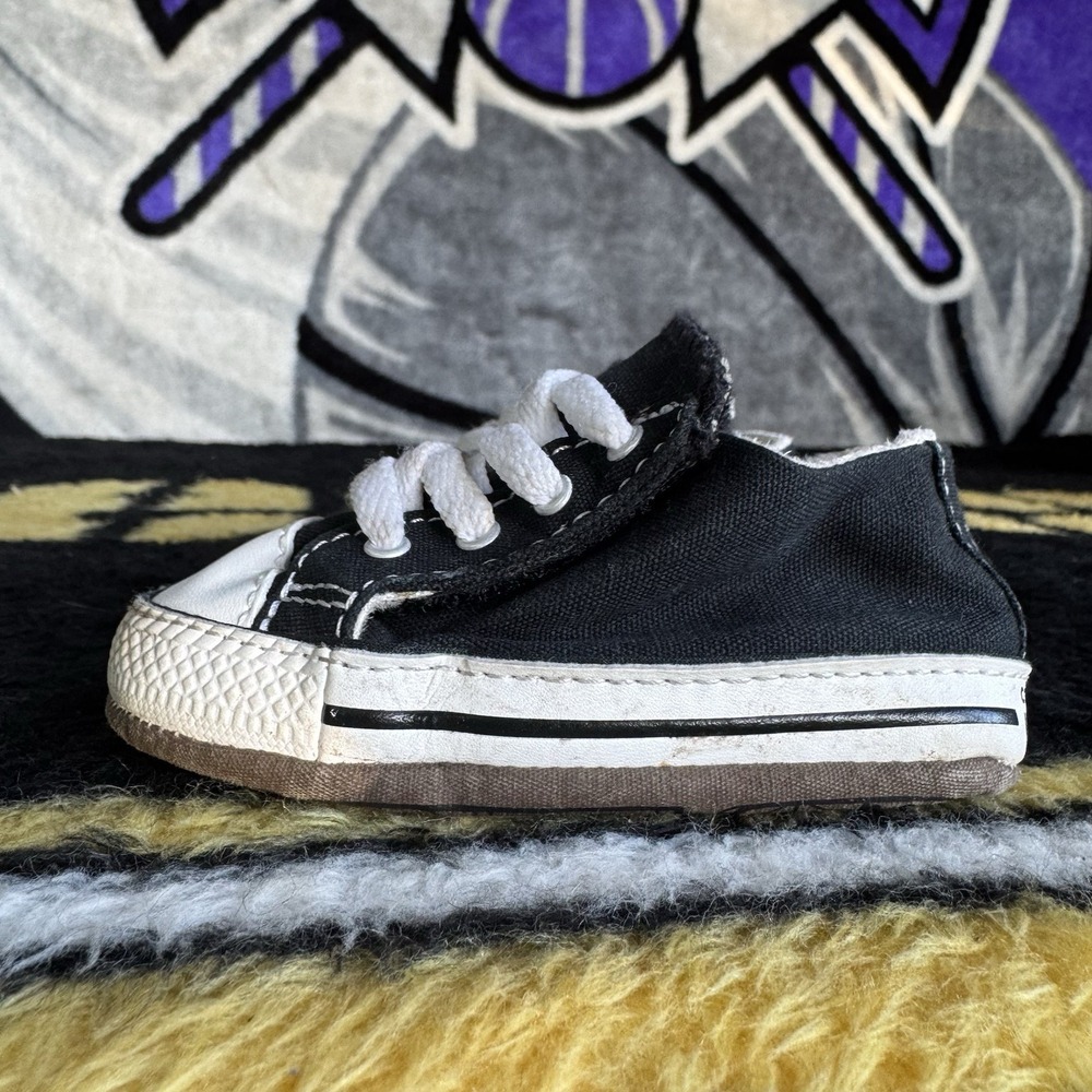 Size 3c - Converse All Star Unisex Baby Slip-On Canvas Sneaker Black/White